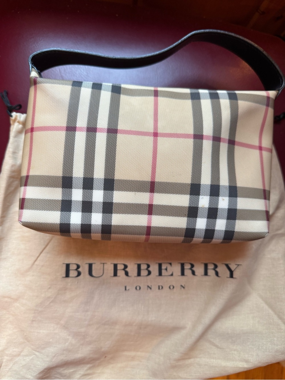 Burberry Beige Plaid Mini Shoulder Bag with Black Handle - Picture 8 of 9